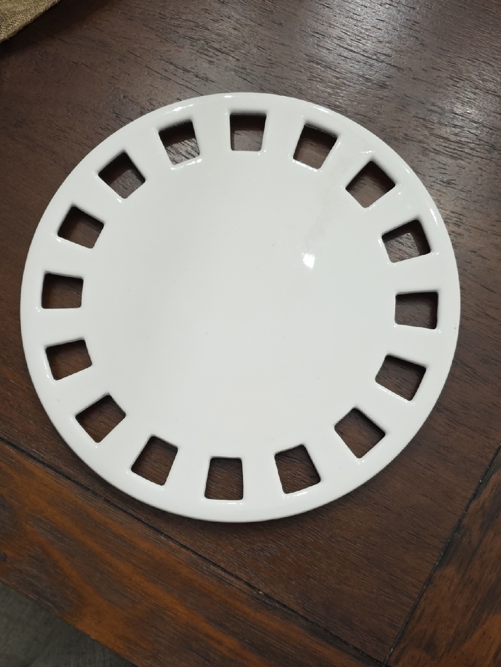 Dress Me Up Southern Living White Ceramic Decorative Plate with Cutout Border.